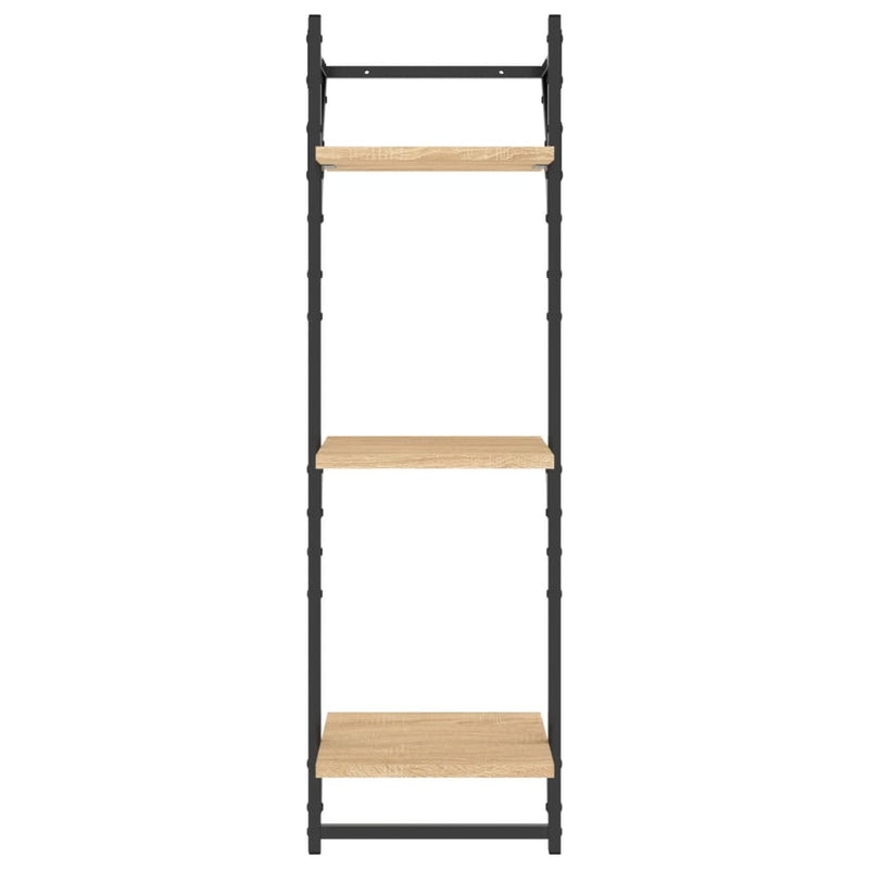 vidaXL 2 db 3 szintes sonoma tölgy színű falipolc rúddal 30x25x100 cm