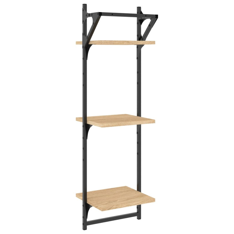vidaXL 2 db 3 szintes sonoma tölgy színű falipolc rúddal 30x25x100 cm