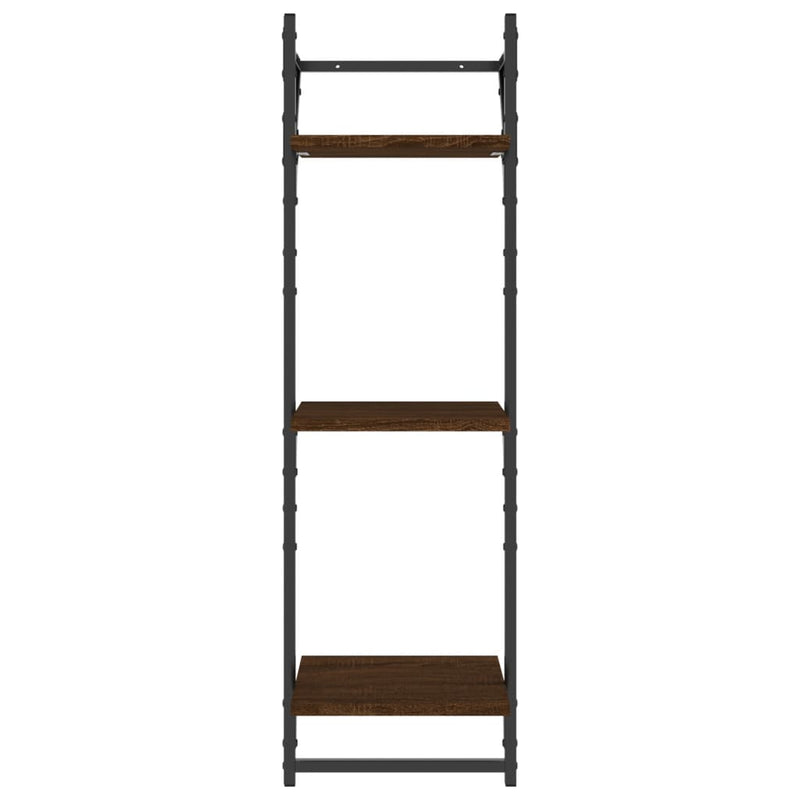 vidaXL 2 db 3 szintes barna tölgy színű fali polc rúddal 30x25x100 cm