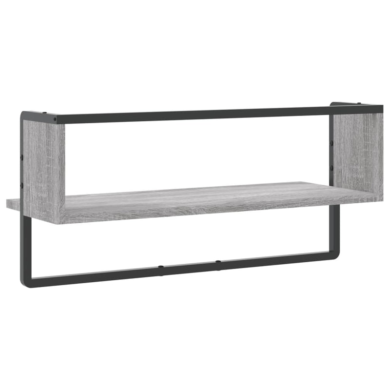 vidaXL szürke sonoma színű fali polc rúddal 65 x 25 x 30 cm