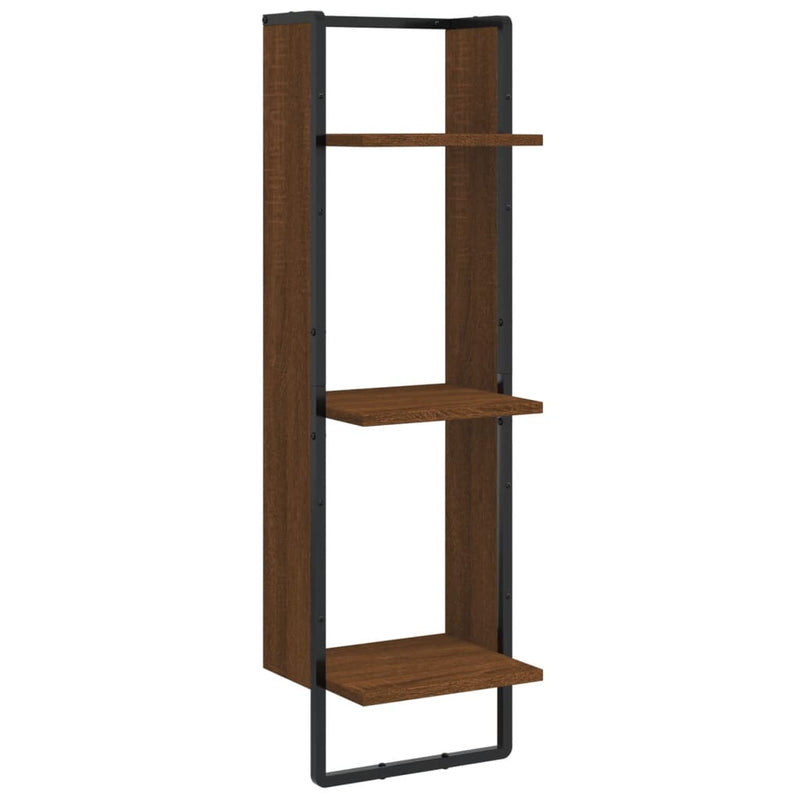 vidaXL 3 szintes barna tölgy színű szerelt fa fali polc 30x25x100 cm