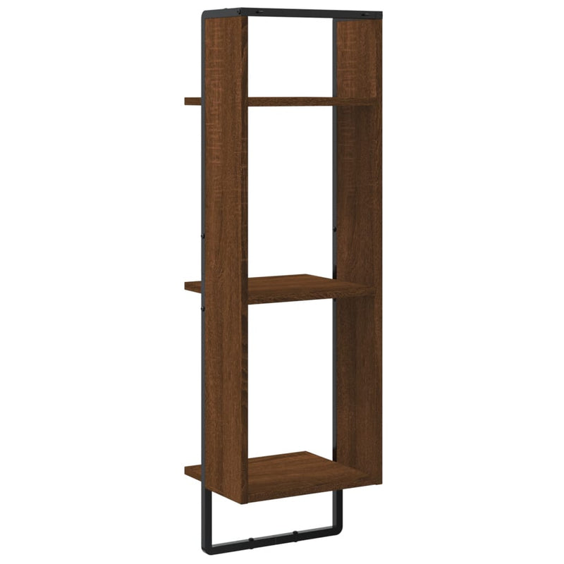 vidaXL 3 szintes barna tölgy színű szerelt fa fali polc 30x25x100 cm