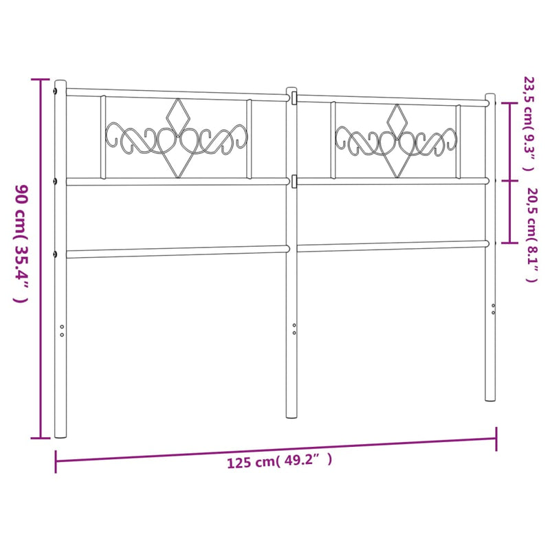 vidaXL fekete fém fejtámla 120 cm