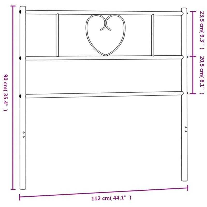 vidaXL fekete fém fejtámla 107 cm