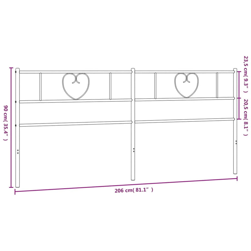 vidaXL fekete fém fejtámla 200 cm