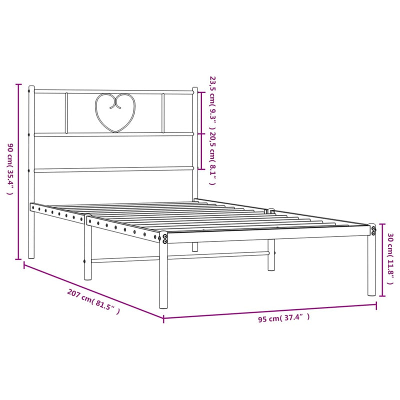 vidaXL fehér fém ágykeret fejtámlával 90x200 cm