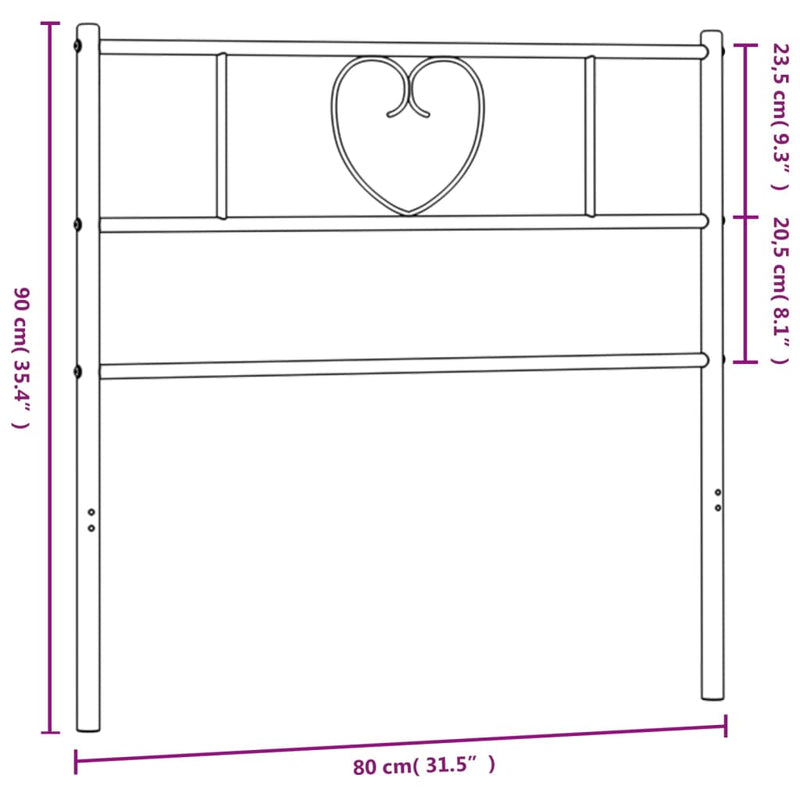 vidaXL fehér fém fejtámla 75 cm
