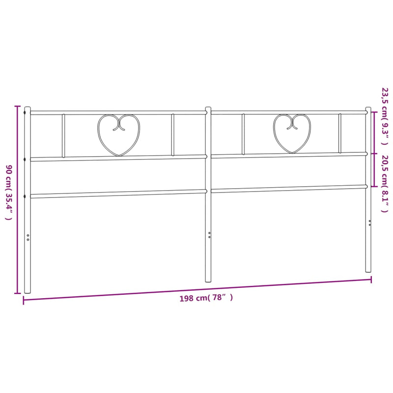 vidaXL fehér fém fejtámla 193 cm