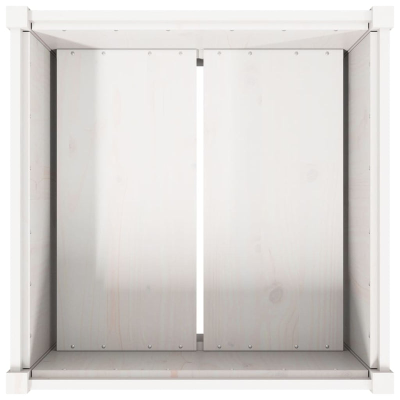 vidaXL fehér tömör fenyő virágláda 70x70x70 cm