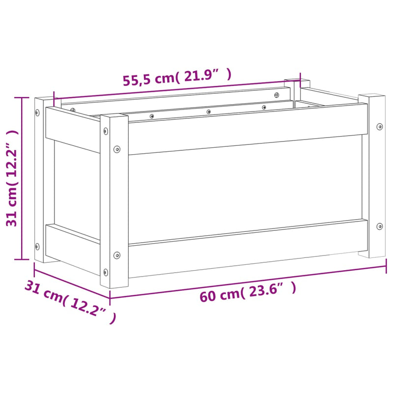 vidaXL tömör fenyőfa virágláda 60x31x31 cm