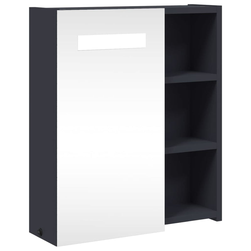 vidaXL szürke tükrös fürdőszobaszekrény LED-del 45 x 13 x 52 cm