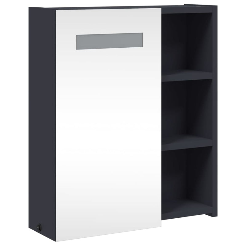 vidaXL szürke tükrös fürdőszobaszekrény LED-del 45 x 13 x 52 cm