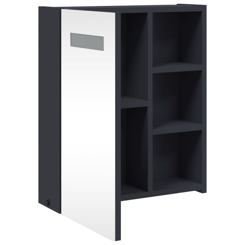 vidaXL szürke tükrös fürdőszobaszekrény LED-del 45 x 13 x 52 cm