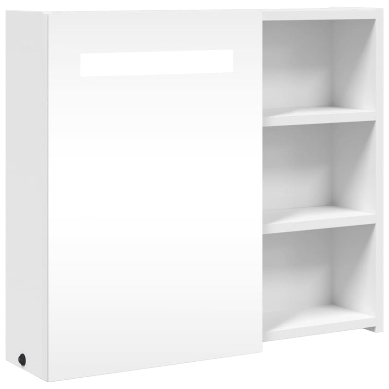 vidaXL fehér tükrös fürdőszobaszekrény LED-del 60 x 13 x 52 cm