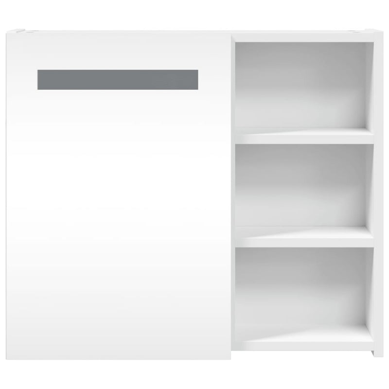 vidaXL fehér tükrös fürdőszobaszekrény LED-del 60 x 13 x 52 cm