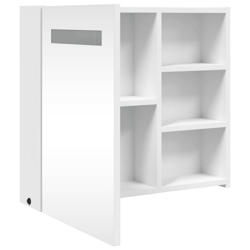 vidaXL fehér tükrös fürdőszobaszekrény LED-del 60 x 13 x 52 cm