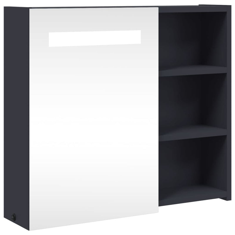 vidaXL szürke tükrös fürdőszobaszekrény LED-del 60 x 13 x 52 cm