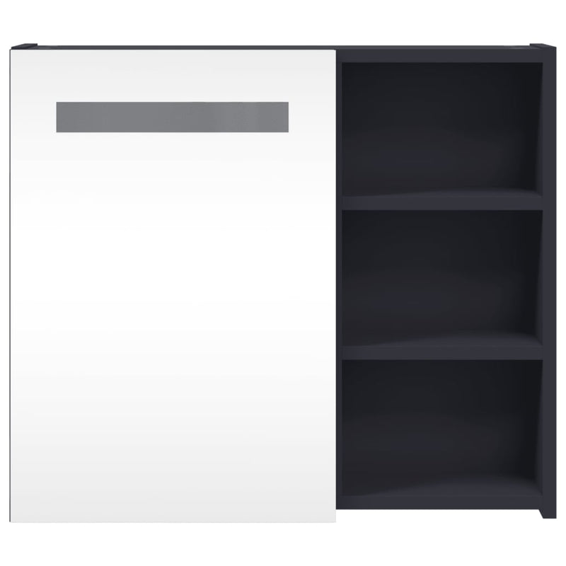 vidaXL szürke tükrös fürdőszobaszekrény LED-del 60 x 13 x 52 cm