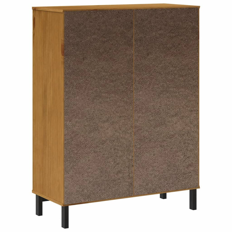 vidaXL FLAM tömör fenyőfa magasszekrény üvegajtóval 92x40x122,5 cm