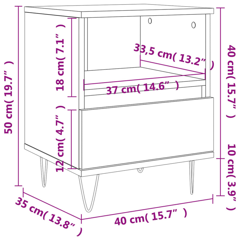 vidaXL betonszürke szerelt fa éjjeliszekrény 40x35x50 cm