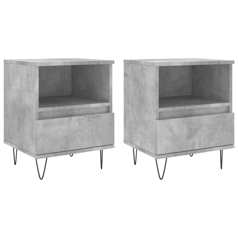 vidaXL 2 db betonszürke szerelt fa éjjeliszekrény 40 x 35 x 50 cm