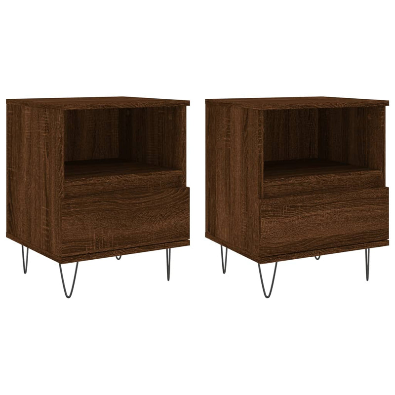 vidaXL 2 db barna tölgyszínű éjjeliszekrény 40 x 35 x 50 cm