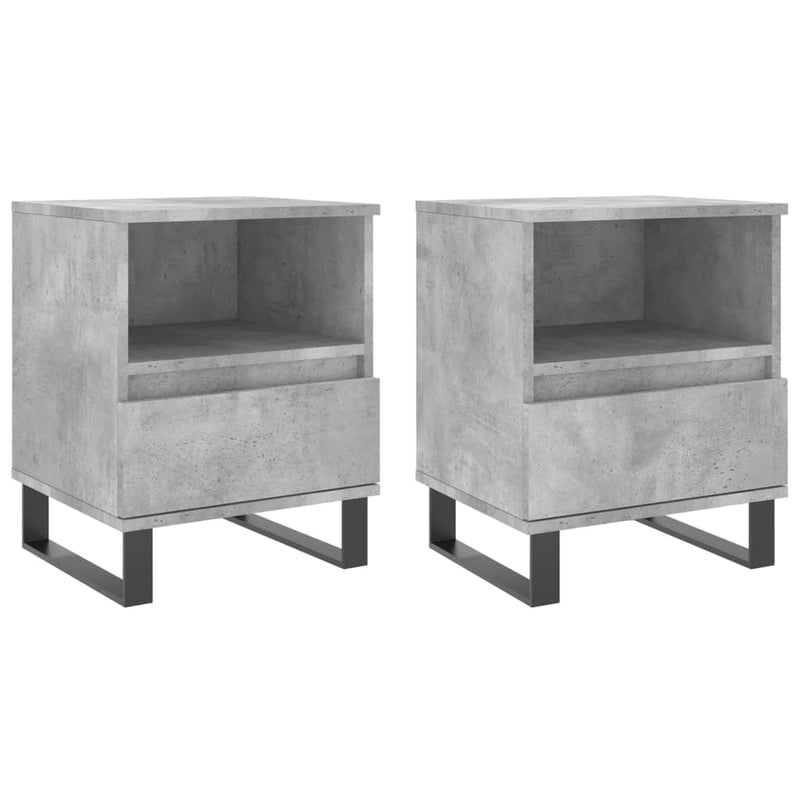 vidaXL 2 db betonszürke szerelt fa éjjeliszekrény 40 x 35 x 50 cm