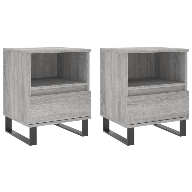 vidaXL 2 db szürke sonoma színű éjjeliszekrény 40 x 35 x 50 cm