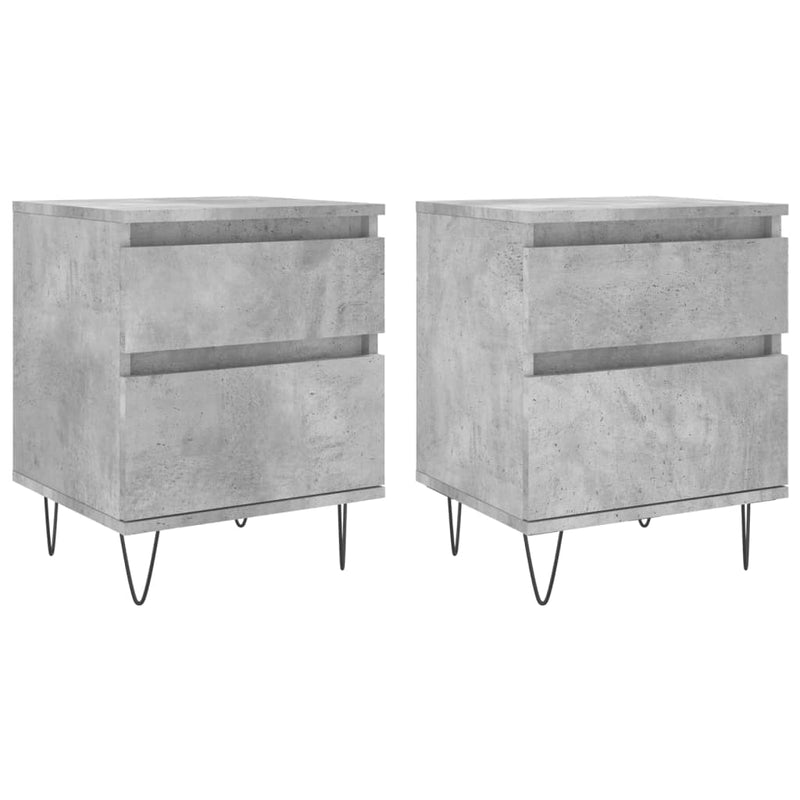 vidaXL 2 db betonszürke szerelt fa éjjeliszekrény 40 x 35 x 50 cm