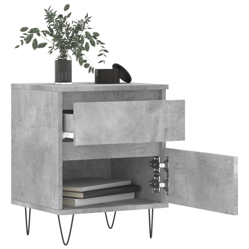 vidaXL 2 db betonszürke szerelt fa éjjeliszekrény 40 x 35 x 50 cm