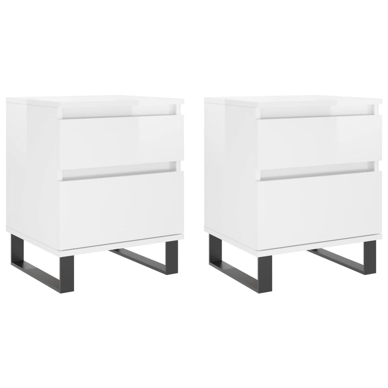 vidaXL 2 db magasfényű fehér szerelt fa éjjeliszekrény 40x35x50 cm