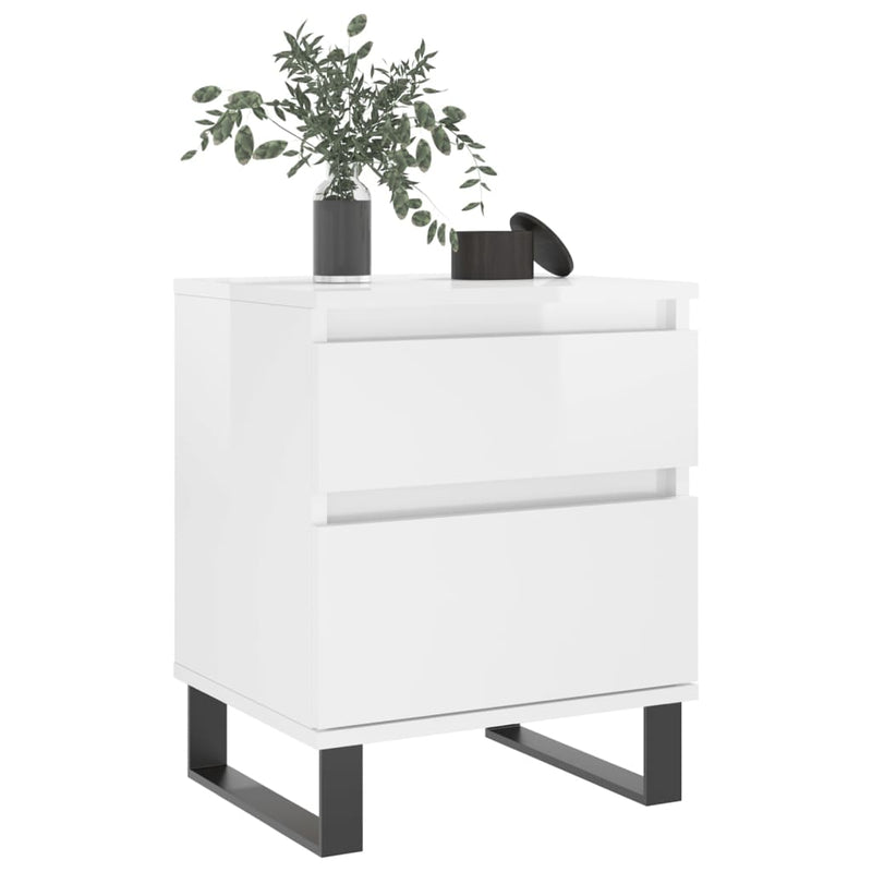 vidaXL 2 db magasfényű fehér szerelt fa éjjeliszekrény 40x35x50 cm