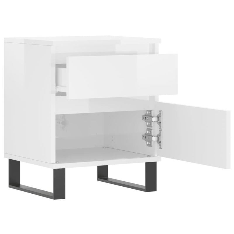 vidaXL 2 db magasfényű fehér szerelt fa éjjeliszekrény 40x35x50 cm