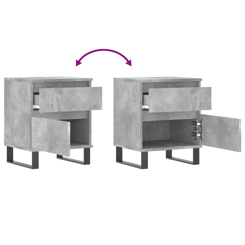 vidaXL 2 db betonszürke szerelt fa éjjeliszekrény 40 x 35 x 50 cm