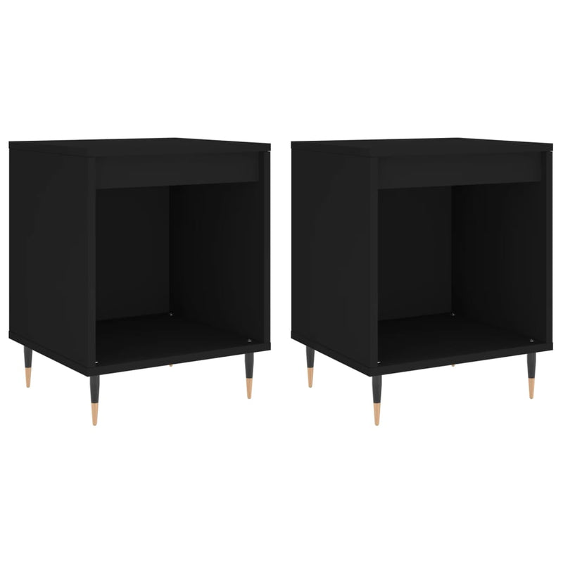 vidaXL 2 db fekete szerelt fa éjjeliszekrény 40 x 35 x 50 cm