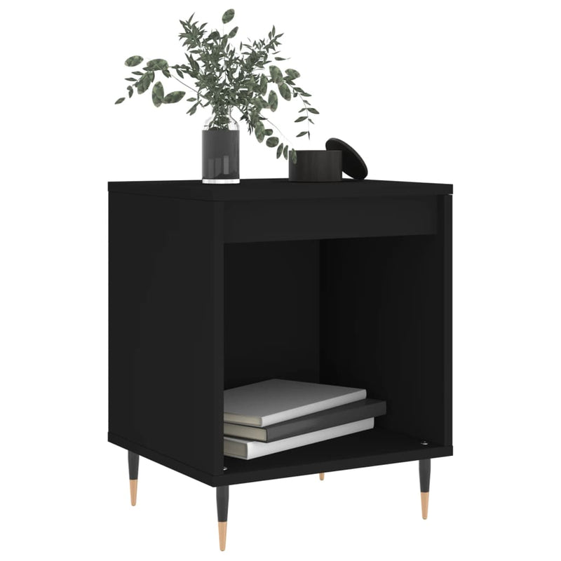 vidaXL 2 db fekete szerelt fa éjjeliszekrény 40 x 35 x 50 cm