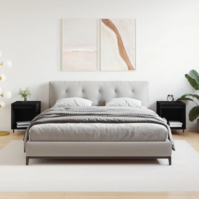 vidaXL 2 db fekete szerelt fa éjjeliszekrény 40 x 35 x 50 cm