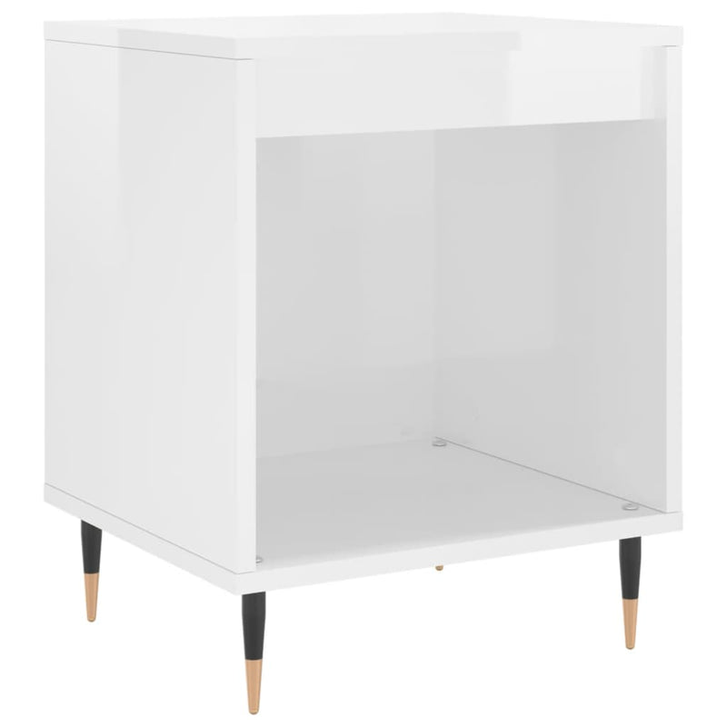 vidaXL magasfényű fehér szerelt fa éjjeliszekrény 40x35x50 cm