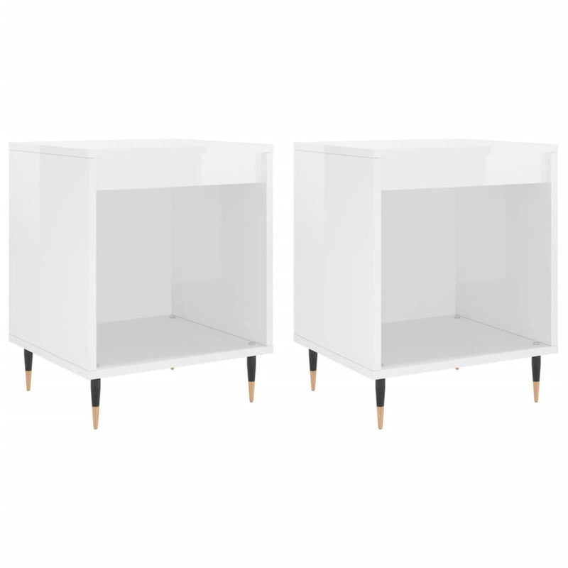 vidaXL 2 db magasfényű fehér szerelt fa éjjeliszekrény 40x35x50 cm