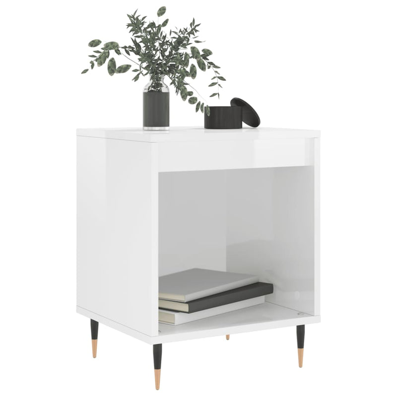 vidaXL 2 db magasfényű fehér szerelt fa éjjeliszekrény 40x35x50 cm
