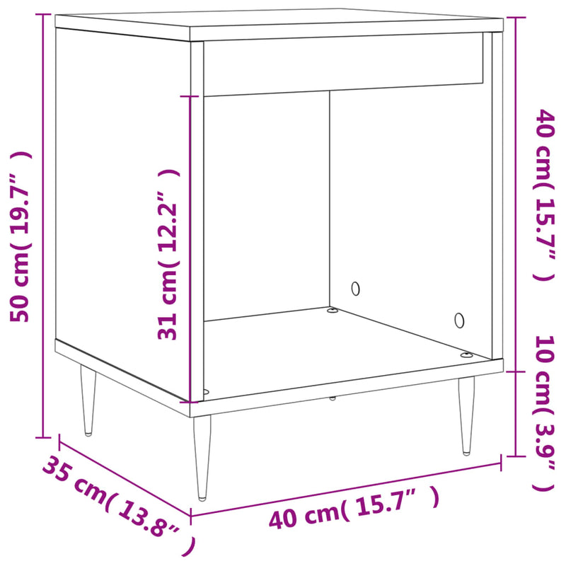 vidaXL 2 db magasfényű fehér szerelt fa éjjeliszekrény 40x35x50 cm