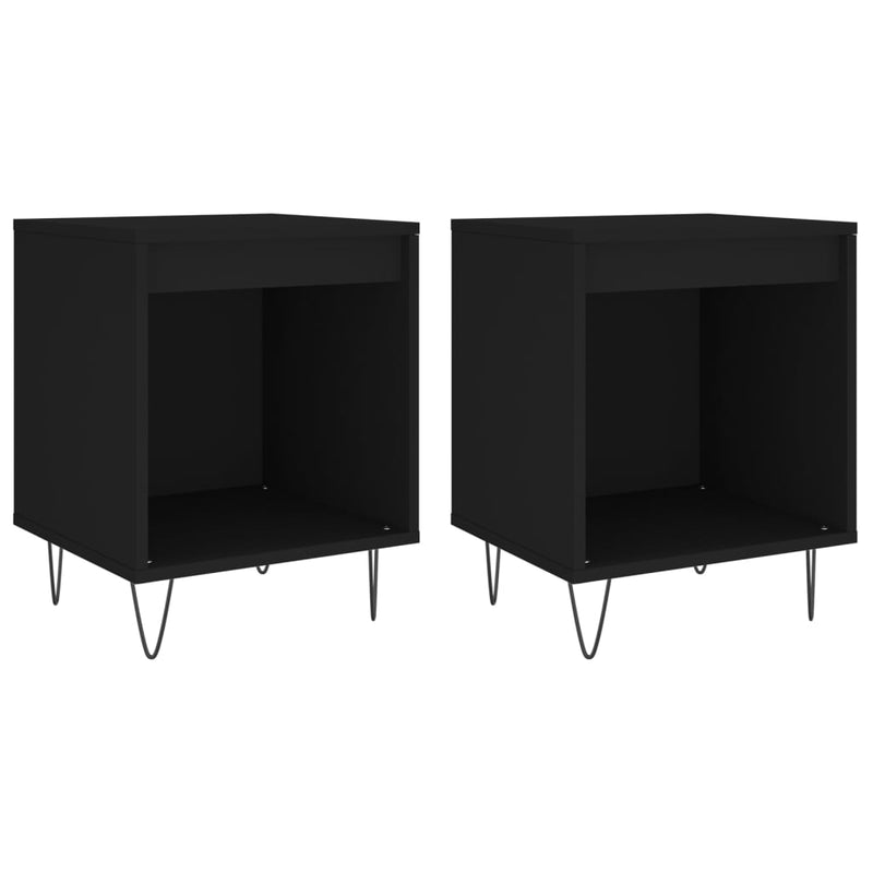 vidaXL 2 db fekete szerelt fa éjjeliszekrény 40 x 35 x 50 cm