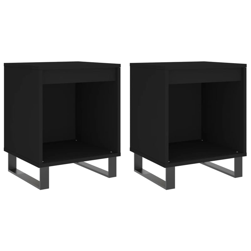 vidaXL 2 db fekete szerelt fa éjjeliszekrény 40 x 35 x 50 cm