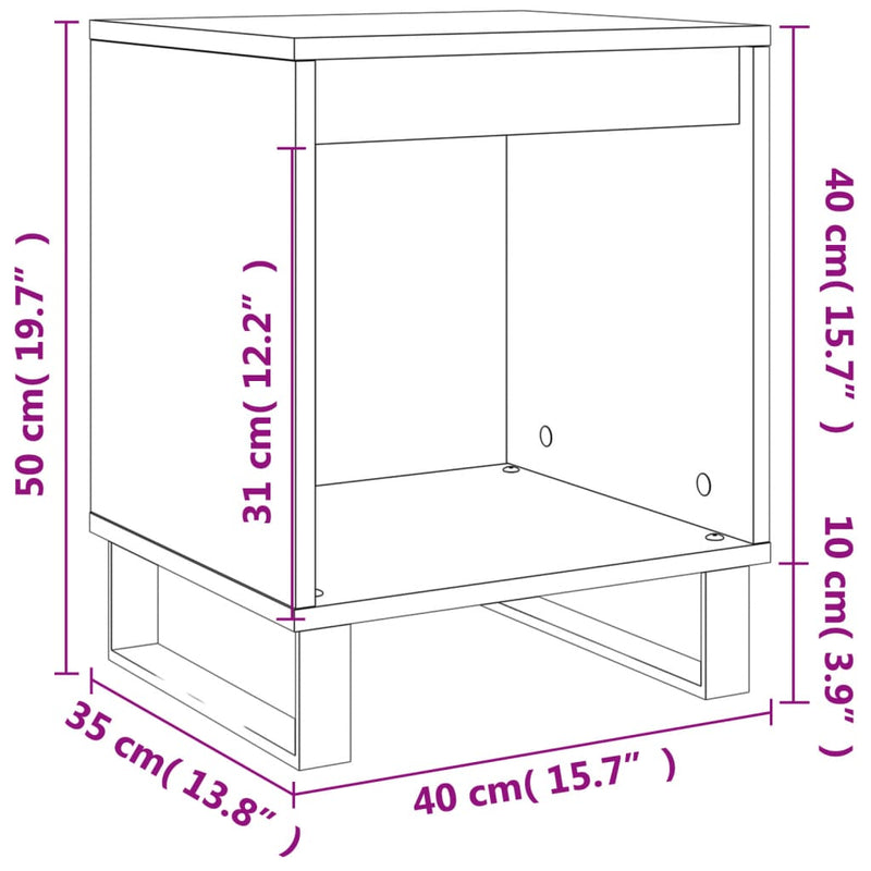 vidaXL 2 db fekete szerelt fa éjjeliszekrény 40 x 35 x 50 cm