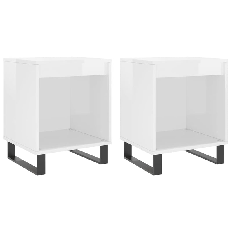 vidaXL 2 db magasfényű fehér szerelt fa éjjeliszekrény 40x35x50 cm