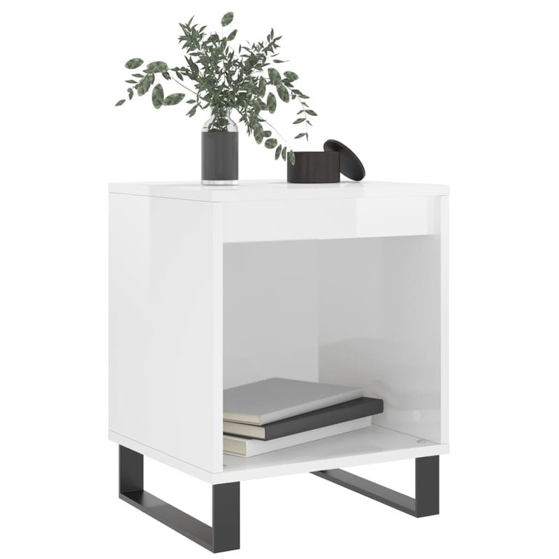 vidaXL 2 db magasfényű fehér szerelt fa éjjeliszekrény 40x35x50 cm