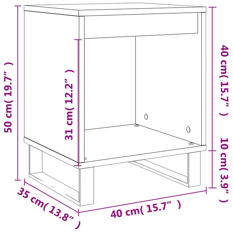 vidaXL 2 db betonszürke szerelt fa éjjeliszekrény 40 x 35 x 50 cm