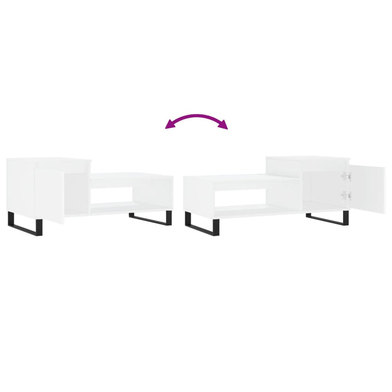 vidaXL fehér szerelt fa dohányzóasztal 100 x 50 x 45 cm