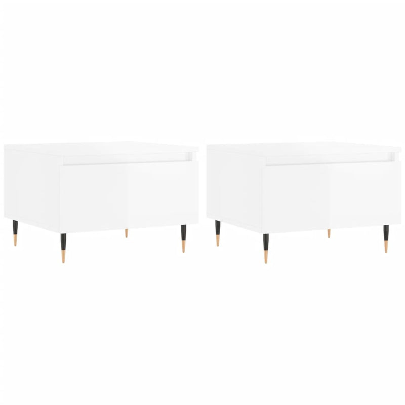 vidaXL 2 db magasfényű fehér szerelt fa dohányzóasztal 50 x 46 x 35 cm