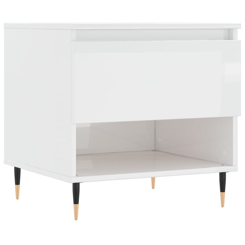 vidaXL magasfényű fehér szerelt fa dohányzóasztal 50 x 46 x 50 cm